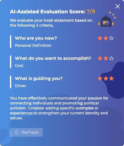 A screenshot of the document review feature. The document being reviewed is high quality, and the scores reflect this.